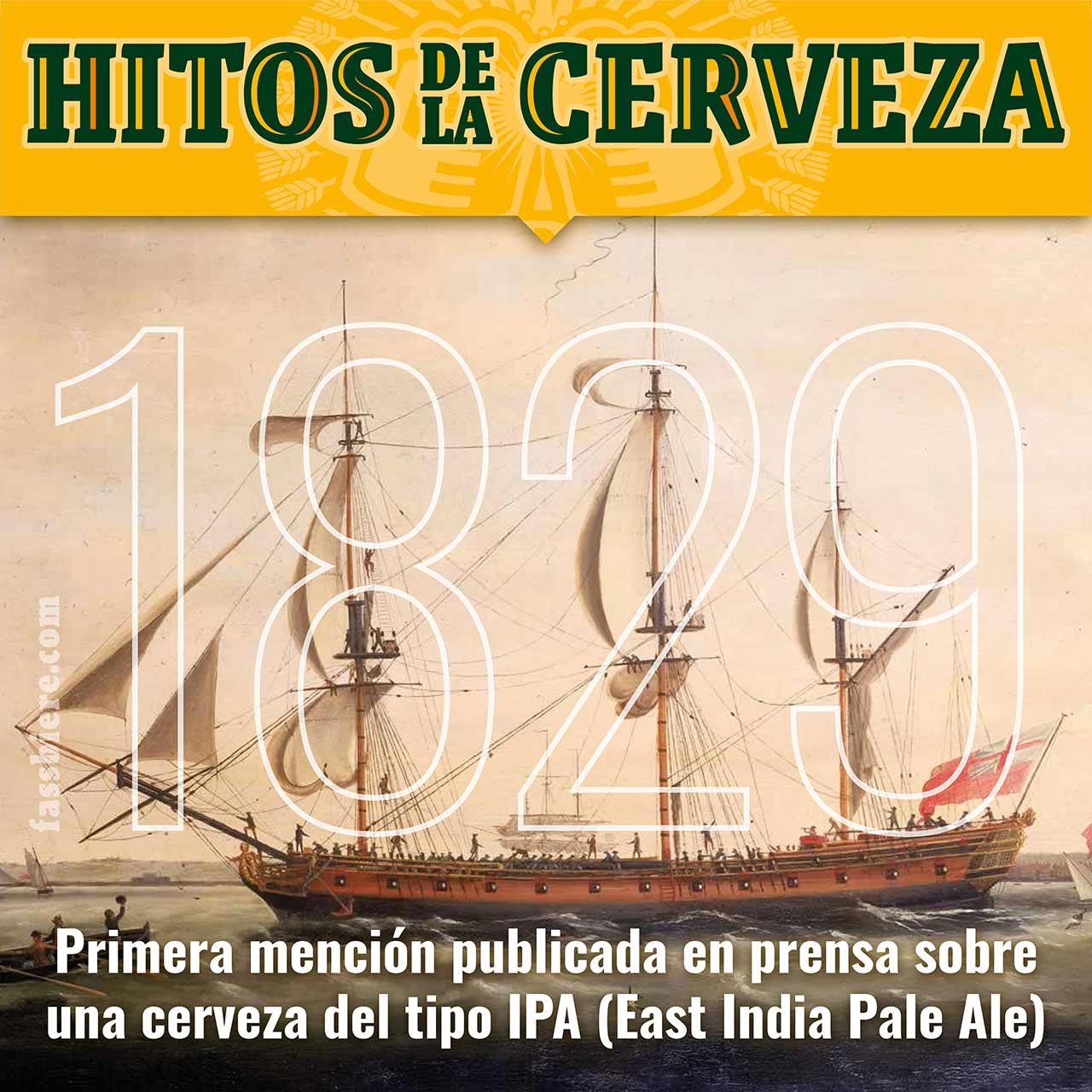 Hitos de la Cerveza en Fassbiere: En 1829 la Gaceta de Sidney publica un anuncio de la variedad comercial de cerveza East India Pale Ale.