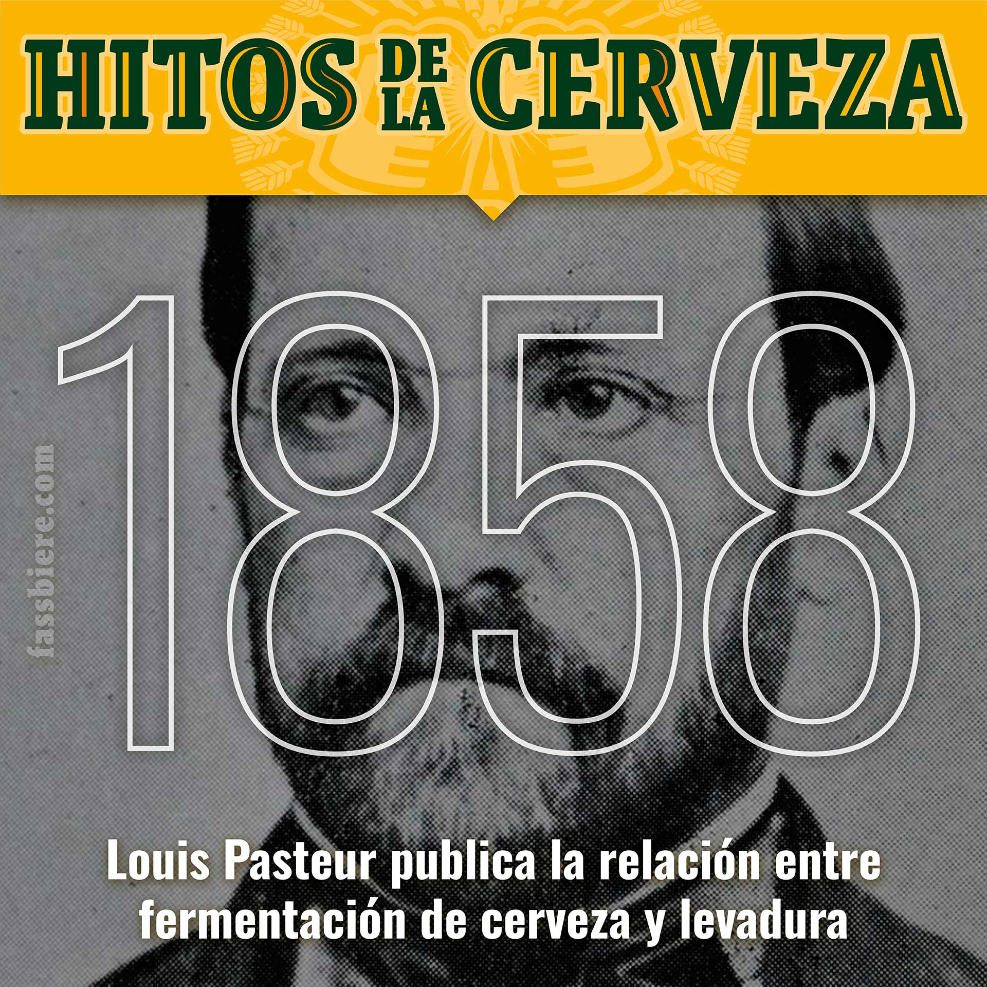 En 1858 Louis Pasteur publica la relación entre fermentación de cerveza y levadura.